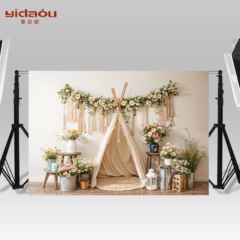 Yidaou Professional Photography Backdrop Boho Style Woven Decorative Atmosphere Family and Children Photography Full Moon Photo Shoot Props Pet Portrait High-End Portable Curtain