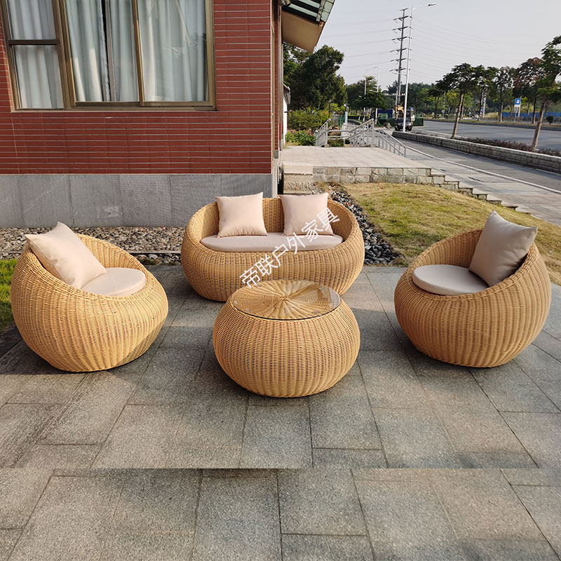 Outdoor Sofa Patio Cane chair Three sets Indoor Balcony Sofa Combined Villa Imitation Vine choreography furniture sunscreen-Taobao