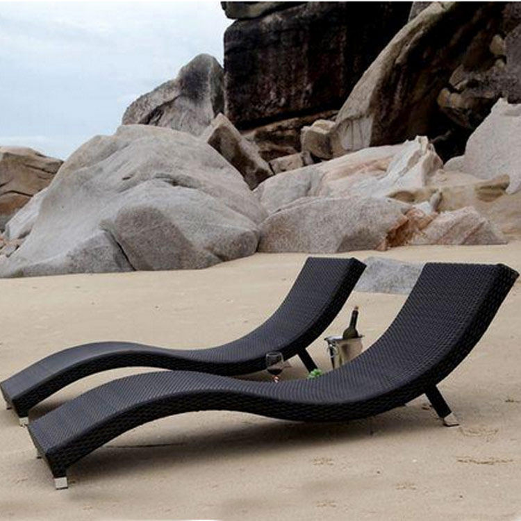 Outdoor beach deck bed open-air balcony courtyard deck chair garden villa deck bed sofa holiday imitation rattan leisure bed