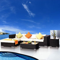 Outdoor Rattan Sofa Combination Balcony Leisure Rattan Sofa Villa Courtyard Rattan Chair Sand For Sale Building Soft Furniture