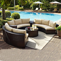 Creative Rattan Sofa Combination Balcony Leisure Curved Sofa Hotel Club Reception Reception Bed Outdoor Sofa