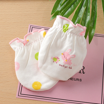 Baby baby anti-scratch gloves pure cotton baby gauze gloves anti-eating newborn gloves summer breathable