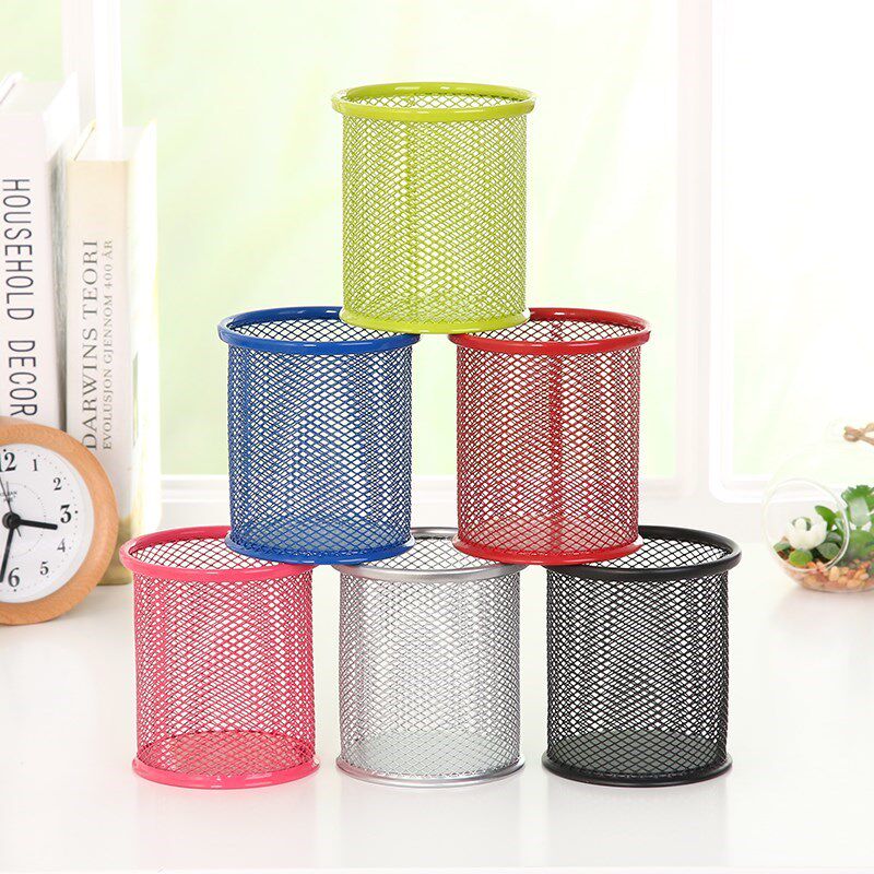 Round Mesh Pen Holder Student Desk Pen Holder Creativity Fashion Multifunction Pen Holder Pen Barrel Tabletop storage box
