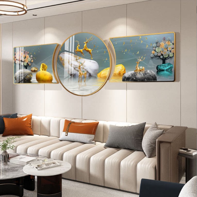 New living room decoration painting sofa Background wall headboard hanging painting frescoed atmosphere home and allegory good triptych