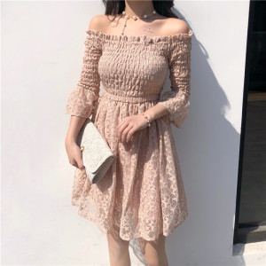 【喇叭袖大摆裙一字肩图片】喇叭袖大摆裙一字