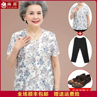 Летняя одежда для пожилых людей, нарукавники, комплект для матери, весенняя футболка, рубашка, для среднего возраста, короткий рукав, 60 лет