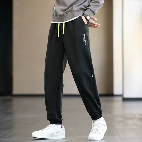 Мужские демисезонные утепленные спортивные штаны, осенние повседневные брюки, на шнурках