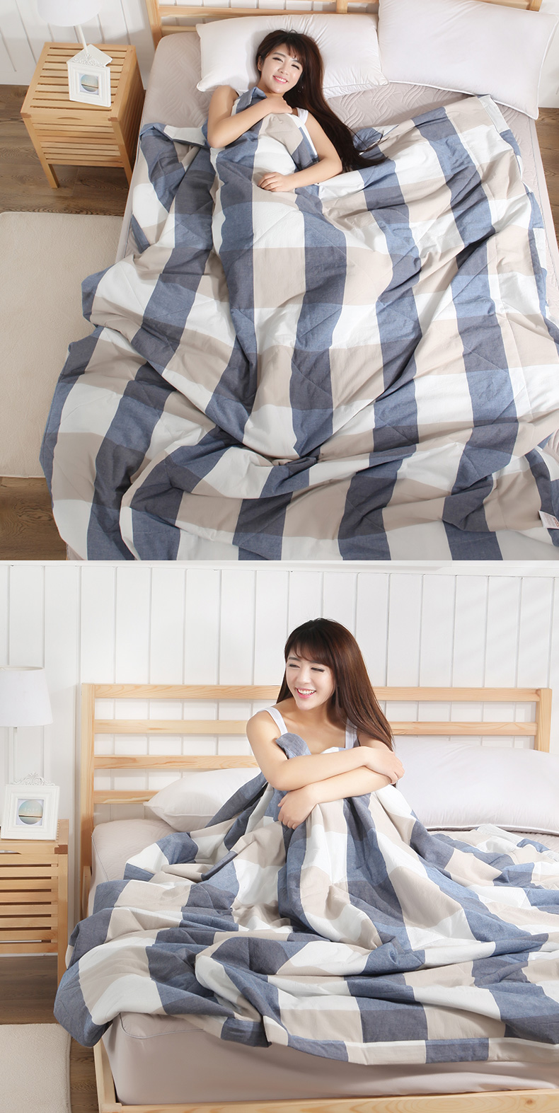 Sọc kẻ sọc bông mùa hè quilt đơn đôi có thể giặt bông điều hòa không khí quilt bông vải mùa hè mát mẻ mỏng quilt