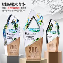 New trophies custom-made creative wooden medals excellent staff competition recognition honors awards production lettering