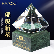 Creative Crystal Diamond Trophy Customized Excellent High-grade Honor Marble Childrens souvenir making lettering