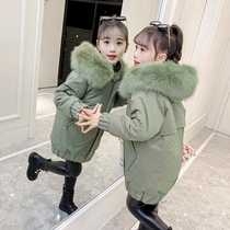 Girls cotton-padded clothing 2021 new foreign-style children childrens cotton-padded velvet padded jacket winter jacket