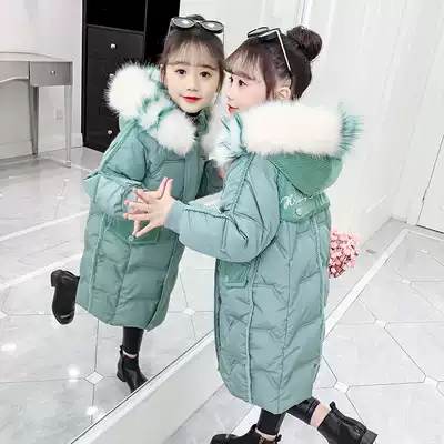 Girls ' winter down cotton coat 2021 new girls big children's Western style children's winter cotton clothes thickened quilted jacket jacket