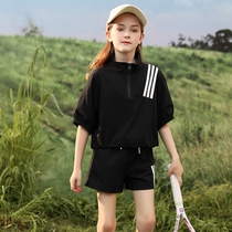 Girl Summer Ocean Gas Suit 2022 New Summer Children Dress Trendy Internet Red Big Boy Fried Street Girl Sports Suit