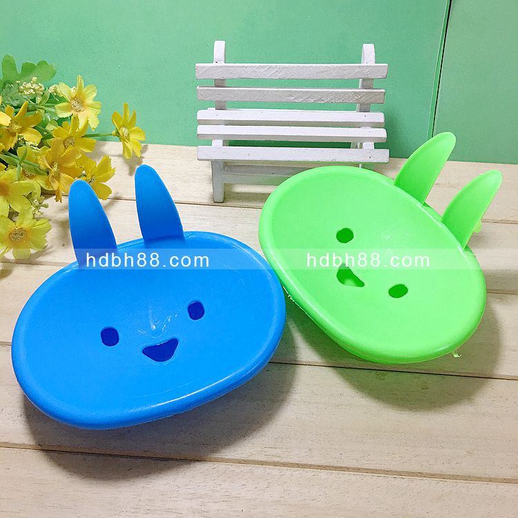 Creative Cute Cartoon Rabbit Double Layer Soap Box Smiley Face Little Rabbit Soap Box Home Soap Dish Soap Dish Hot Pin