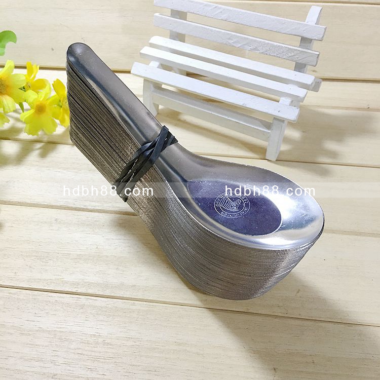 Short handle stainless iron flat bottom spoon Home small soup spoon thickened soup more drinking porridge spoon Multipurpose food spoon tableware