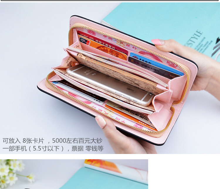 Wallet ladies đoạn dài 2017 mới dây kéo công suất lớn đa chức năng ly hợp túi của phụ nữ điện thoại di động túi ví túi xách bóp cầm tay nam