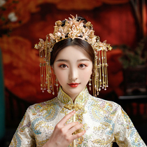 Bridal Show and Accessories 2021 New Chinese Crested Crested Wedding Ancient Fashion Show and Longfeng Coat Atmospheric Ornaments Hongtong