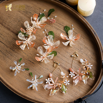 Bride's Headdress Sen is a fairy beauty wedding dress super fairy hair accessories edge clip wedding toast floral liquid with jewelry Jin Yan