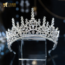 2021 new crown headdress bride Korean style atmospheric wedding yarn dress accessories birthday banquet crown Yanning
