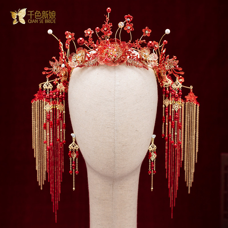 Bride headdress Chinese fengcheng wedding ancient hair kit 2022 new Xiuhe Xiuhe Lungfeng hang accessory Jiaxia