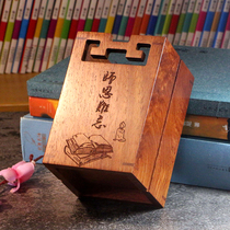 Red solid wooden pen holder Chinese style retro custom advanced sense graduation send Teacher Teachers Day gift Commemorative Prize