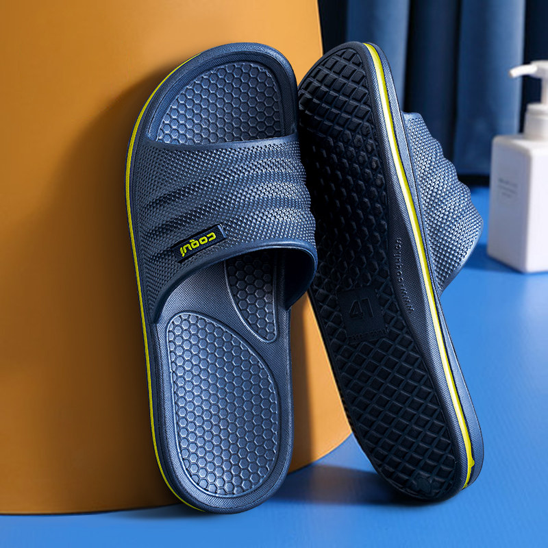 Cool fun slippers men's blue non-slip summer 2022 new sandals and slippers bathroom coqui senior wear-resistant home tide