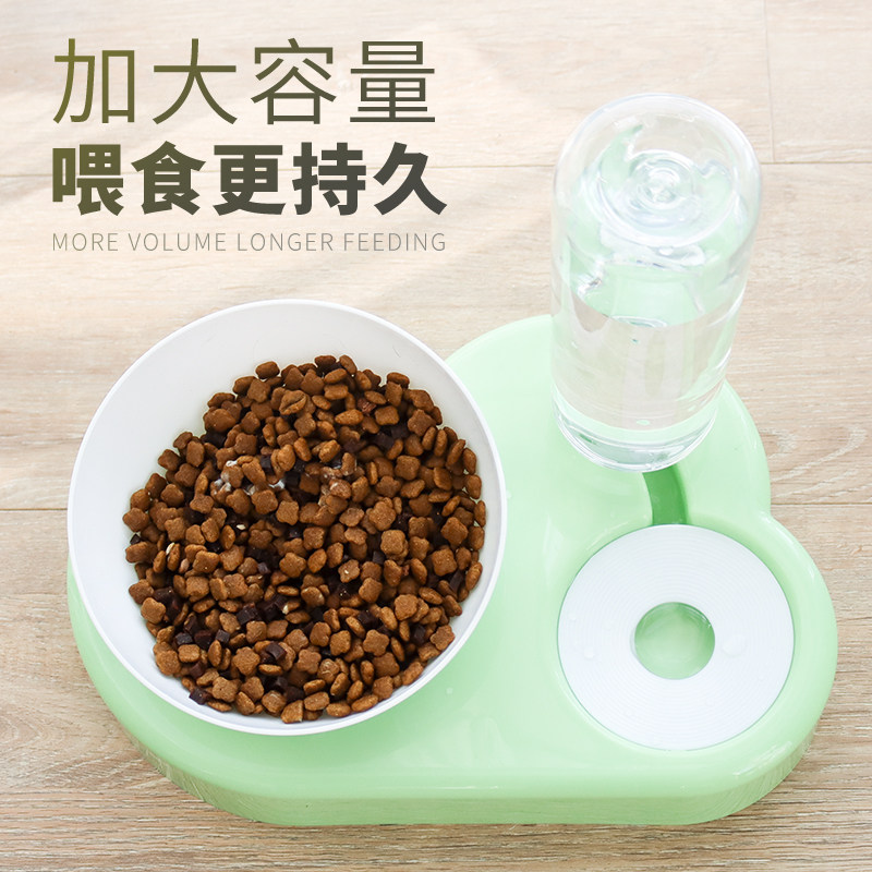 Dog bowl dog bowl cat bowl cat food bowl Teddy dog ​​double bowl cat small and medium dog automatic water dispenser pet supplies