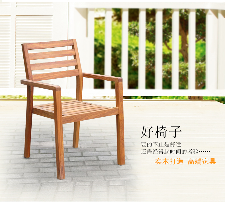 Jingou ngoài trời cao cấp tếch giản dị chống ăn mòn rắn bàn gỗ và ghế sân vườn ban công cafe bar đồ nội thất ghế treo ban công