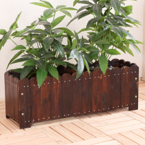 Balcony Terrace Carbonated anti-corrosive wood flower case Vegetable Flower Pot Planting Case Rectangular Solid Wood Special Big Flower Groove Flower Pond