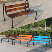 Outdoor Embalming Wood Park Benches Real Wood Benches Outdoor Patio Casual Endless backrest Square Garden Cast iron