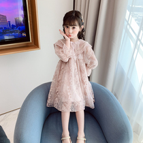 Girls dress autumn 2022 new Korean version fluffy skirt childrens net red girl spring and autumn foreign style princess dress