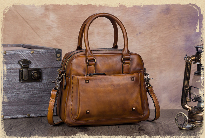 Womens bag retro Liu Ding shoulder bag fashion small square bag leather portable Messenger bag