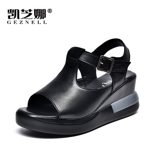 Сандалии, летняя высокая универсальная обувь на платформе, коллекция 2023, из натуральной кожи, мягкая подошва