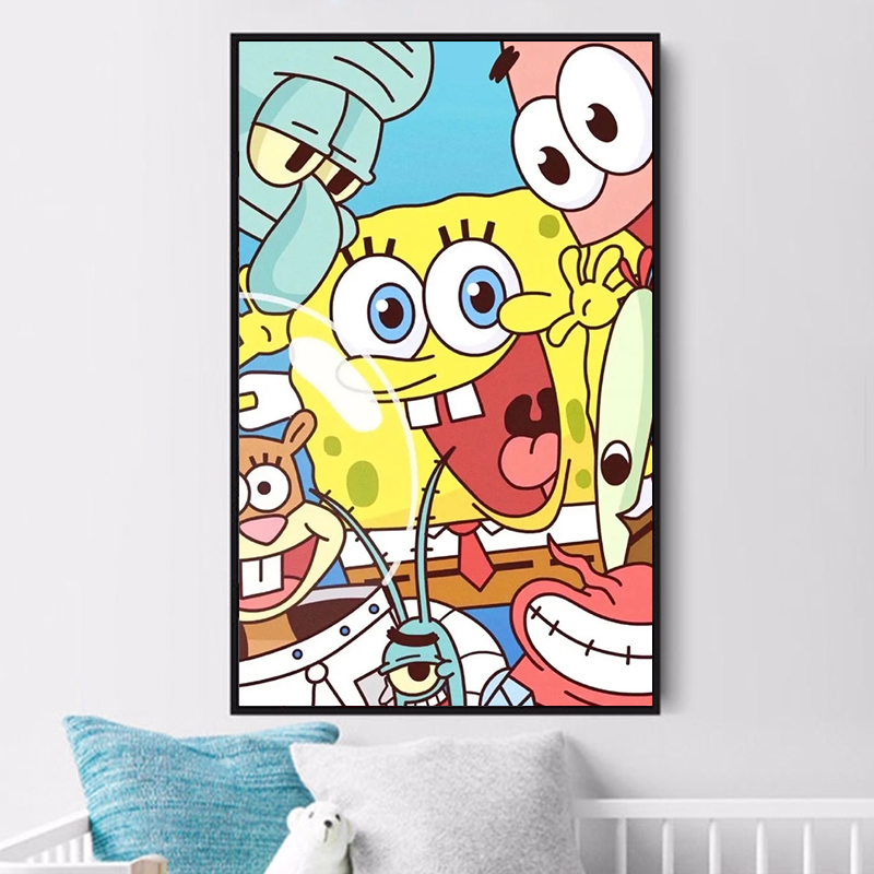Sponge baby octopus Gothic Big Star Digital oil painting Diy cartoon cartoon Strange Decompression of Artisanal Oil Color