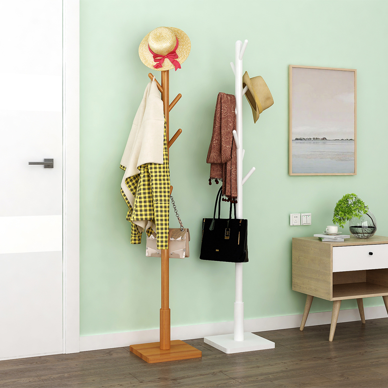 Solid wood clothes hat rack floor bedroom minimalist clothes rack modern living room hanging hanger home single-pole clothes hanger