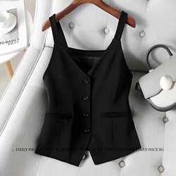 ຄົນອັບເດດ: ໃຫມ່ແລະ versatile temperament commuting casual slim suspender style suit vest vest vest ສັ້ນຂອງແມ່ຍິງ