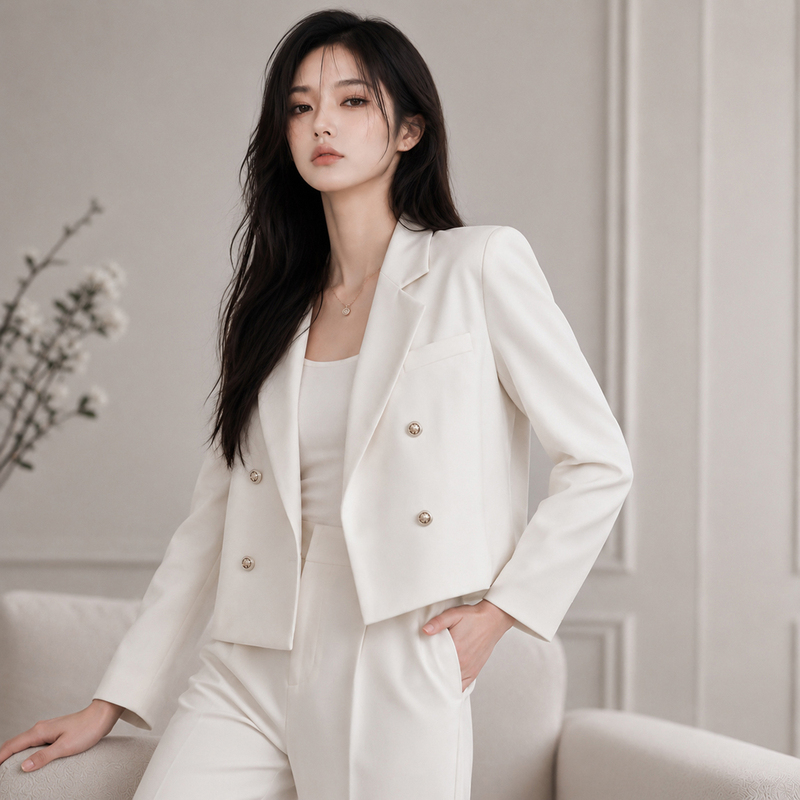 New Style Chanel-Inspired Double-Breasted Solid Color Versatile Slimming Short Long-Sleeve Blazer for Women, Elegant Suit Jacket New Style Chanel-Inspired Double-Breasted Solid Color Versatile Slimming Short Long-Sleeve Blazer for Women, Elegant Suit Jacket