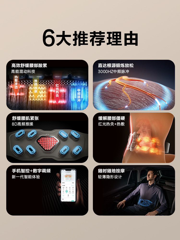 New Year's Gift]Skg Waist Massage Device G7 Luxury Hot Compress to Relieve Lumbar Pain, Waist Belt Gift Recommendation