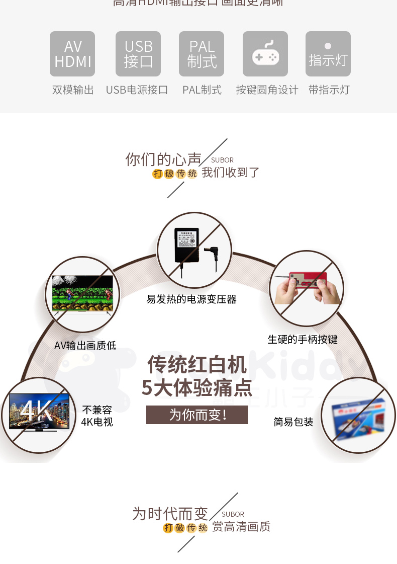 Máy trò chơi Bully đỏ và trắng nhà TV hoài cổ 8-bit FC đôi máy trò chơi thẻ vàng máy thẻ vàng phụ kiện pubg mobile