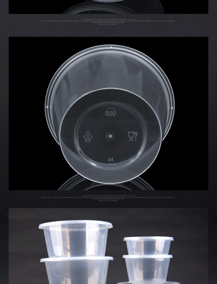 Hộp tròn dùng một lần 500ml hộp cơm trưa hộp nhựa trong suốt takeaway bao bì hộp tròn dày bát súp 450 bộ - Hộp cơm điện sưởi ấm hộp cơm điện hâm nóng