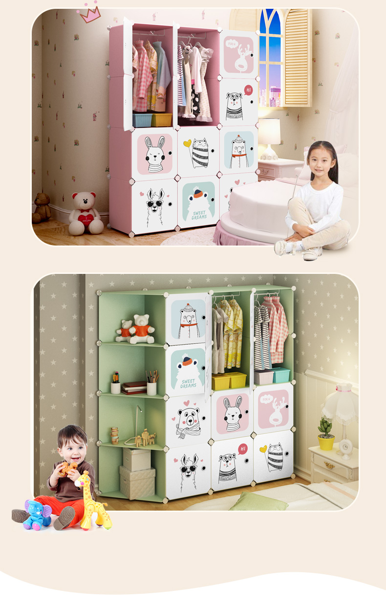 kết hợp tủ quần áo đơn giản tủ lưu trữ tủ quần áo bé con phim hoạt hình cho trẻ em bằng nhựa bé tủ khóa giá rẻ trẻ - Buồng tủ quần áo nhựa mini
