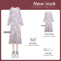 2020 new niche sweet first love Platycodon Super fairy V collar skirt can salt sweet floral dress autumn