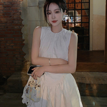 2022 new French style high-end temperament self-cultivation retro skirt first love sweet bellflower waist slimming dress summer