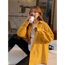 Hong Kong flavor shirt women Spring and Autumn solid color New Korean version of lazy wind corduroy base shirt loose long sleeve shirt coat