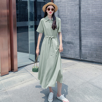 Long skirt French thin solid color shirt dress children Spring and Autumn Super Fairy Summer 2020 new early spring