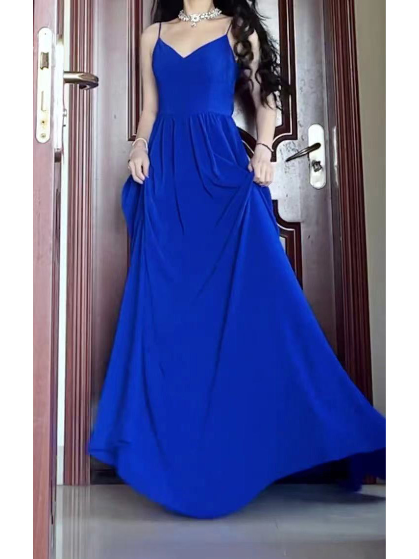 2022 Summer new French fame style Klein Blue Hanging Dress Superior Fusion Dress