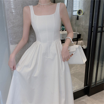 2021 new French long skirt high-end temperament slim retro skirt gentle wind suspender dress female summer