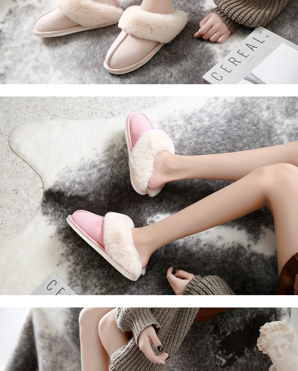 Dép cotton mùa đông nữ trong nhà văn phòng ấm áp đôi vợ chồng sang trọng sưởi ấm nhà dép nữ mùa đông dép nam đi trong nhà