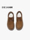 Desai's new autumn and winter casual work shoes for fat feet and wide feet, men's thick-soled comfortable leather sneakers