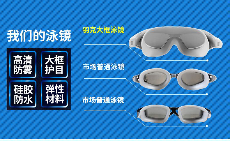 Yuke kính đích thực cận thị HD chống sương mù không thấm nước mạ dành cho người lớn hộp lớn nam giới và phụ nữ kính bơi thiết bị bikini sexy